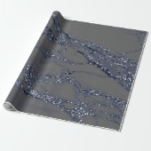 Gray Navy Spark Graphite Glitzer Marmorstein Lux Geschenkpapier (Ungerollt)