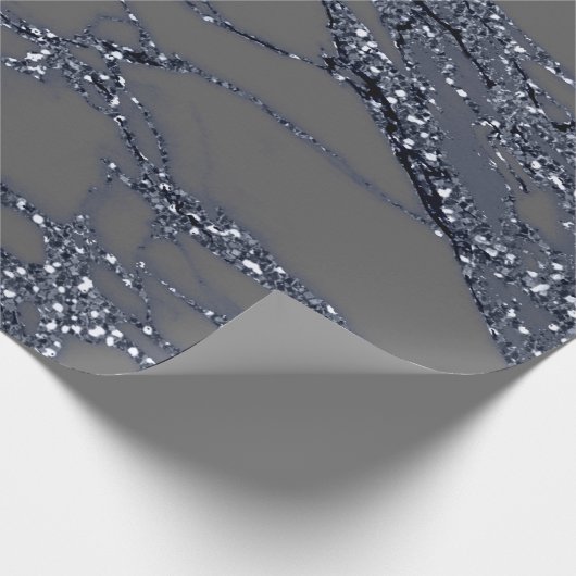 Gray Navy Spark Graphite Glitzer Marmorstein Lux Geschenkpapier (Ecke)