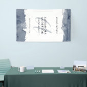 Gray Navy Watercolor Monogram Grand Opening Banner (Messeveranstaltung)