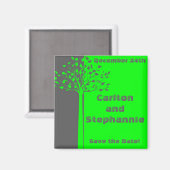 Gray/Neon Green Tree Wedding Magnet Gefallen (Vorderseite/Rückseite)