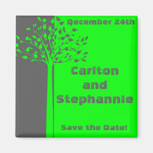 Gray/Neon Green Tree Wedding Magnet Gefallen