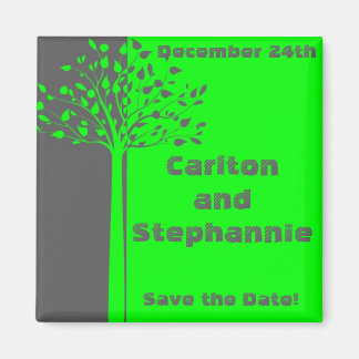 Gray/Neon Green Tree Wedding Magnet Gefallen
