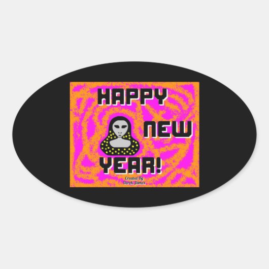 Gray New Year wünscht Oval Sticker (Vorderseite)