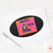 Gray New Year wünscht Oval Sticker (Umschlag)