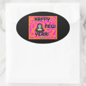Gray New Year wünscht Oval Sticker (Tasche)