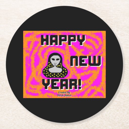 Gray New Year wünscht Round Paper Untersetzer (Vorderseite)