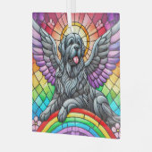 Gray Newfundland Angel Suncatcher Glass Ornament (Vorderseite links)