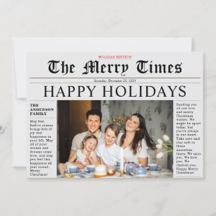 Gray Newspaper Happy Holidays Fun Foto Card Einladung