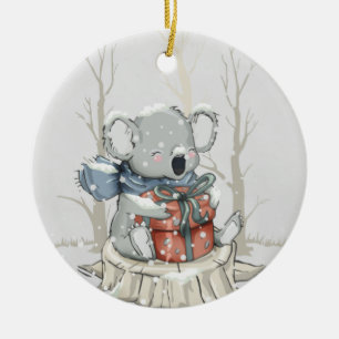 Gray Niedlich Koala Snowfall Keramik Ornament