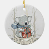 Gray Niedlich Koala Snowfall Keramik Ornament (Hinten)