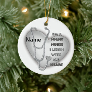Gray Night Nurse Heart Ornament