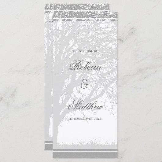 Gray Oak Tree Winter Wedding Programm (Vorne/Hinten)