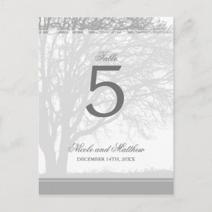 Gray Oak Tree Winter Wedding Tischnummer