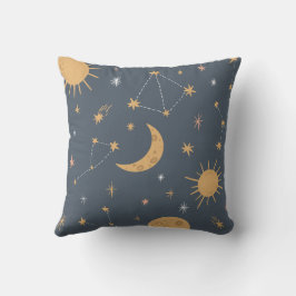 Gray Ochre Hand Drawn Illustriert Star Kissen