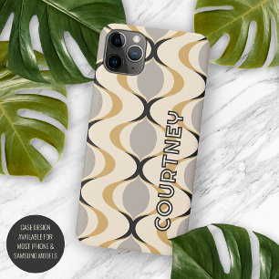 Gray Ochre Mustard Yellow Ivory Ogee Wave Pattern Case-Mate iPhone Hülle