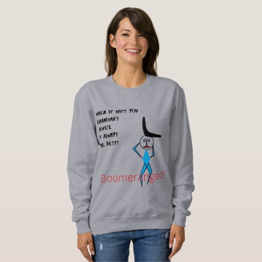 Gray 'Oma's Advice' Boomeranged Sweatshirt (Vorne ganz)