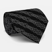 Gray On Black Twisted Curvy Line Drawing Pattern Krawatte (Gerollt)
