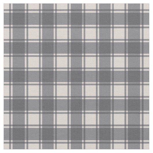 Gray on Cream Gingham Kariert Buffalo Schachbrett Stoff (Nahaufnahme)