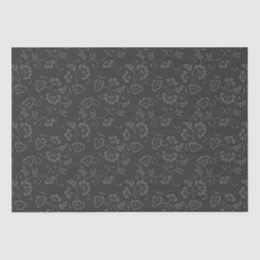 Gray-on-Gray Floral Vine Pattern Seidenpapier (Vorderseite)