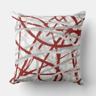 GRAY ON RED LINES DESIGN Retro Throw Kissen