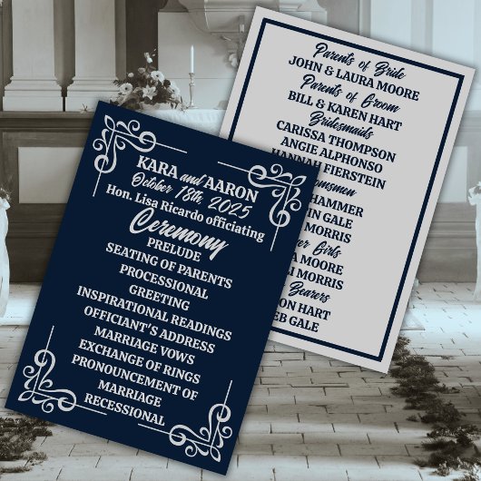Gray on Slate Blue Edwardian Wedding Programm