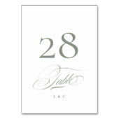 Gray on White Elegant Calligraphy Wedding Tischnummer (Vorderseite)