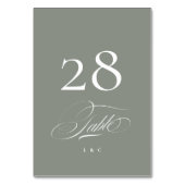 Gray on White Elegant Calligraphy Wedding Tischnummer (Vorderseite)