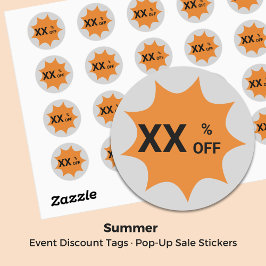 Gray & Orange ・ 9-Punkte-Rabatt auf den Verkauf vo Runder Aufkleber