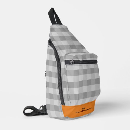 Gray Orange Akzente für Werbepixel Muster Crossbody Bag (Linke Seite)