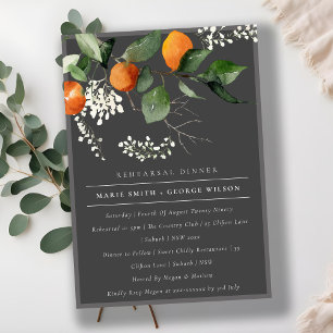 Gray Orange Blossom Fauna Probe Dinner einladen Dankeskarte