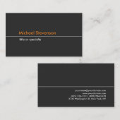 Gray Orange Clear Trendy Standard Business Card Visitenkarte (Vorne/Hinten)