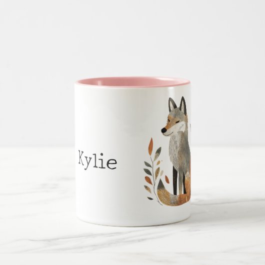 Gray Orange Fox Zweifarbige Tasse (Mittel)