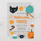 Gray Orange Funny Halloween Party Einladung (Vorne/Hinten)