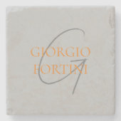 Gray Orange Ihr Name Initial Monogram Modern Steinuntersetzer (Vorderseite)