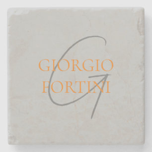 Gray Orange Ihr Name Initial Monogram Modern Steinuntersetzer