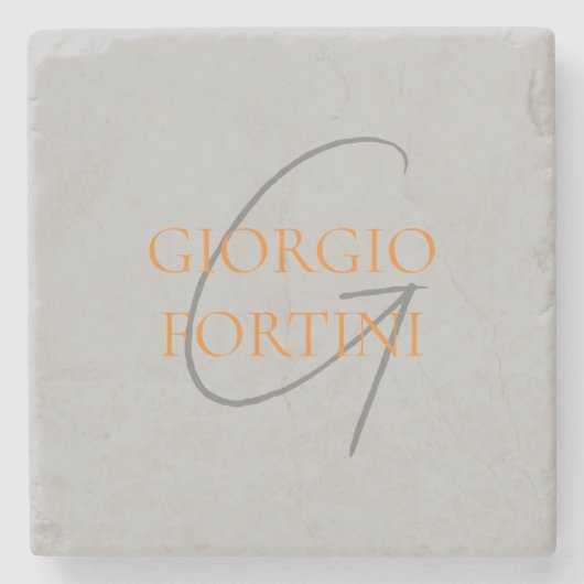 Gray Orange Ihr Name Initial Monogram Modern Steinuntersetzer (Vorderseite)