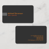 Gray Orange Modern Rounded Corner Business Card Visitenkarte (Vorne/Hinten)