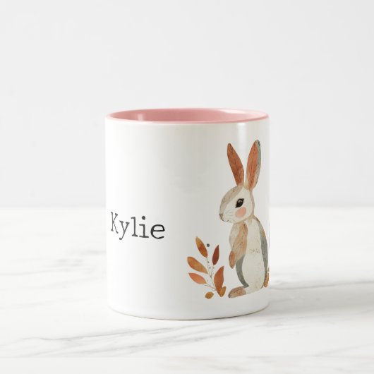 Gray Orange Rabbit Zweifarbige Tasse (Mittel)