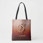 Gray Orange Red Burgundy rustikale Monogramm gestr Tasche (Vorderseite)