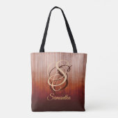 Gray Orange Red Burgundy rustikale Monogramm gestr Tasche (Rückseite)
