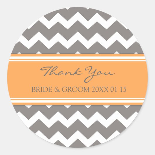 Gray Orange Zickzack Danke Ihnen Gastgeschenk Hoch Runder Aufkleber (Vorderseite)