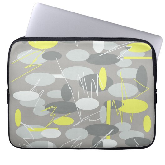Gray Oval Spots Muster Computer Laptop Sleeve (Vorderseite)