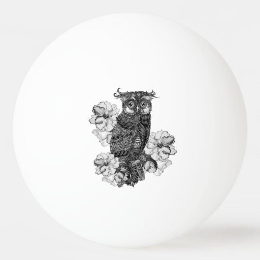 Gray Owl auf Branch Tischtennisball (Vorderseite)