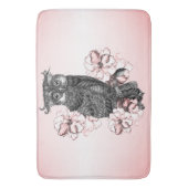 Gray Owl Pink Orchids Badematte (Vorderseite Vertikal)