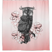 Gray Owl Pink Orchids Duschvorhang (Vorderseite)