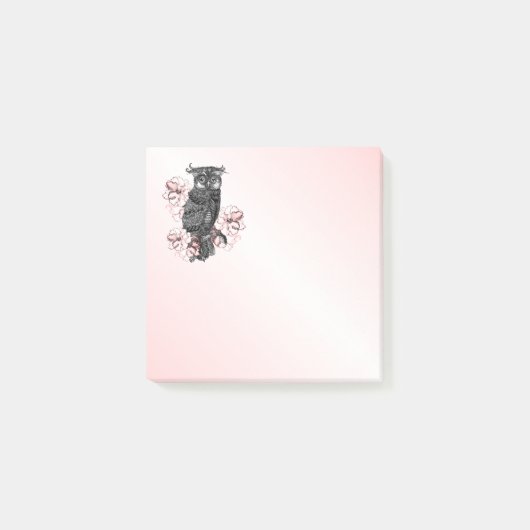 Gray Owl Pink Orchids Post-it Klebezettel (Vorderseite)