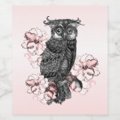 Gray Owl Pink Orchids Weinetikett (Einzelnes Label)