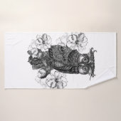 Gray Owl White Orchids Badehandtuch (Badehandtuch)