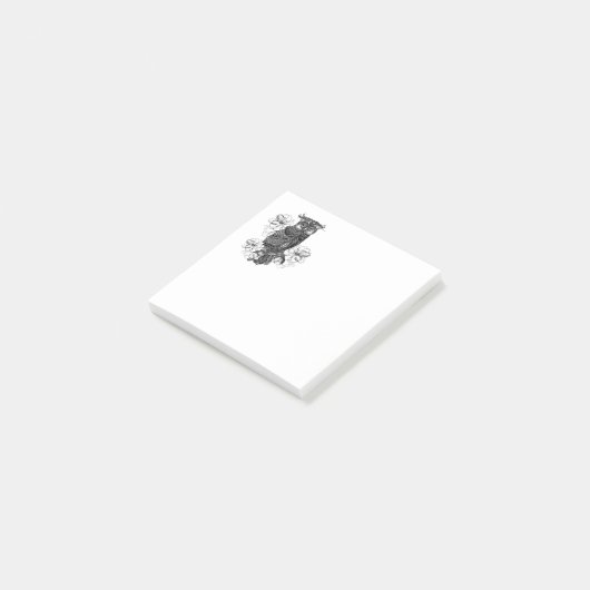 Gray Owl White Orchids Post-it Klebezettel (angewinkelt)
