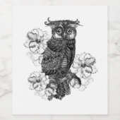 Gray Owl White Orchids Weinetikett (Einzelnes Label)